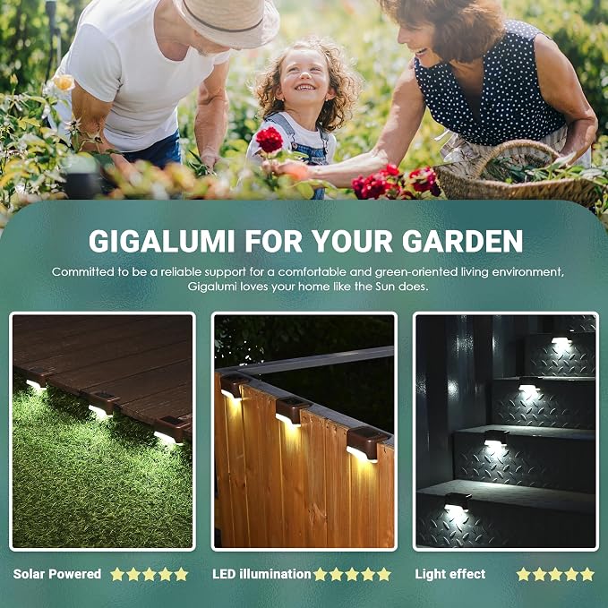 GIGALUMI Solar Deck Lights Outdoor, 16 Pack Waterproof LED Solar Lights - Image 6