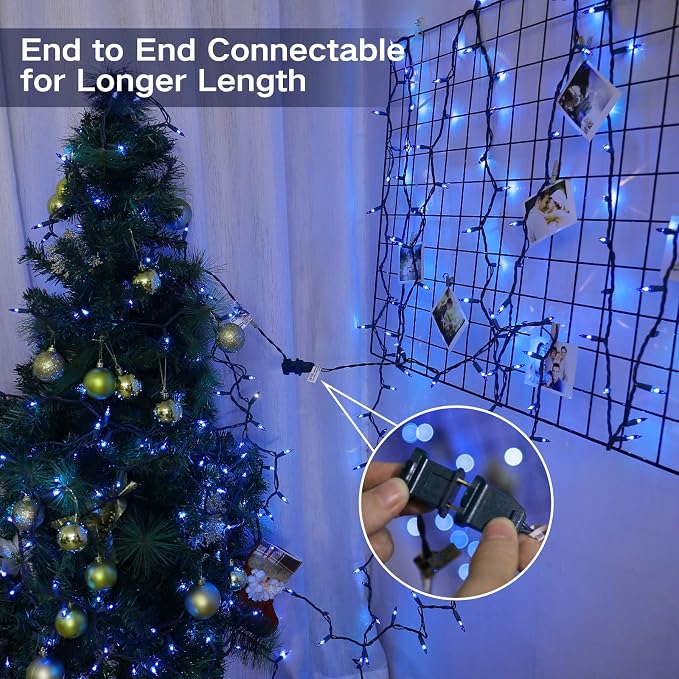 BrizLabs Blue Christmas Lights, 69.6ft 300 Count Blue String Lights Connectable - Image 2