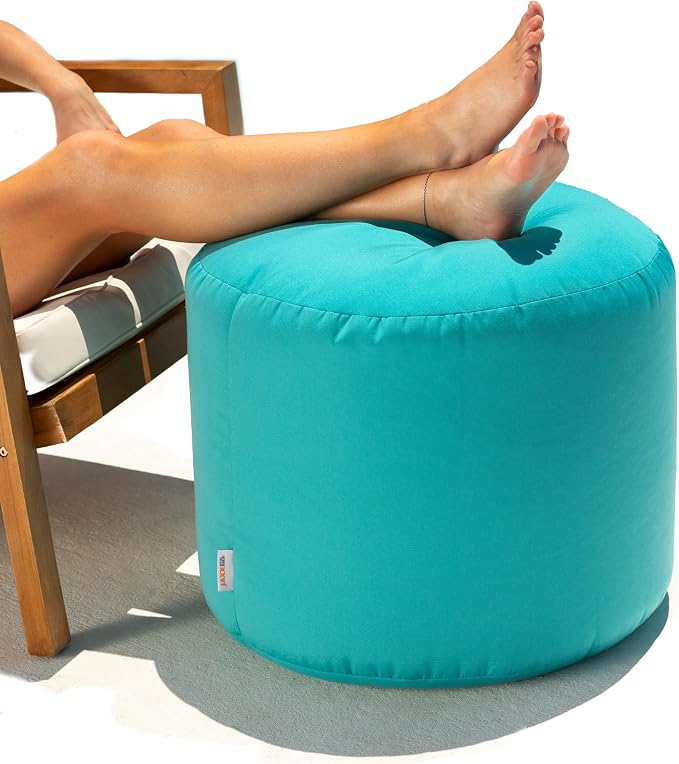 Jaxx Spring Indoor/Outdoor Bean Bag Pouf Ottoman, Light Blue by Jaxx