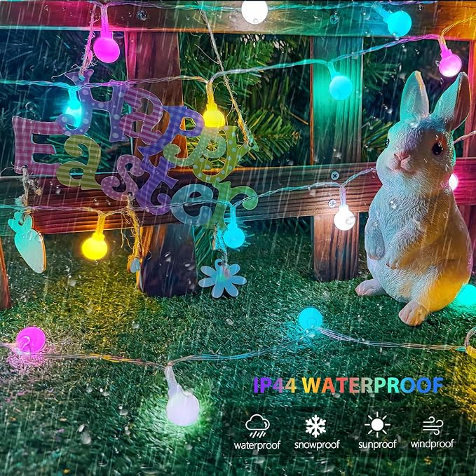 Connectable 100LED Easter String Lights Outdoor Indoor, 43ft Pastel Lights - Image 6