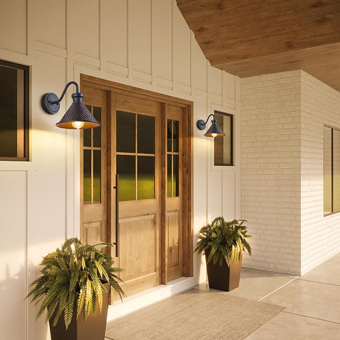 Gooseneck Outdoor Wall Sconce 1-Light E26 Socket Farmhouse Wall Mount Porch & - Image 9