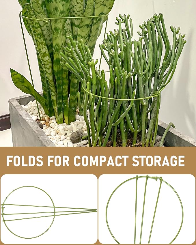 5-Pack Heavy Duty Plant Support Stakes, Metal Plant Ring Cages - Image 3