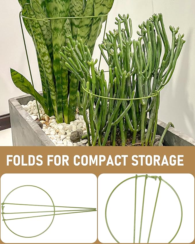 3-Pack Heavy Duty Plant Support Stakes, Metal Plant Ring Cages - Image 3