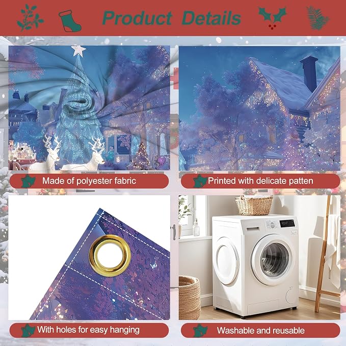 ANNA QUEEN Christmas Sleigh Ride Under the Stars Garage Door Banner 6 x 13FT - Image 4