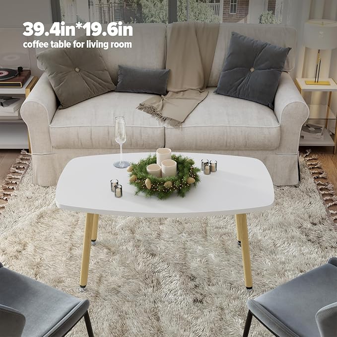 WOHOMO Folding Coffee Table 39.3'' White Coffee Tables - Image 4