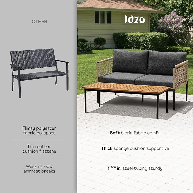 Idzo Oscar Wicker Metal Loveseat - Image 7