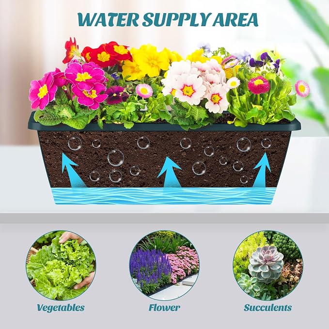 CADUKE 2 Pack Railing Planter Boxes Railing Flower Box - Image 9