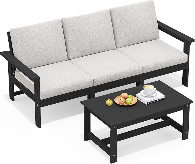 SERWALL HDPE Patio Sofa Set, 4-piece Sectional Outdoor Furniture Set, All by SERWALL
