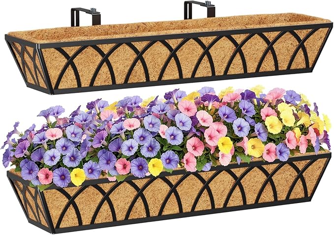 HFHOME 2 Pcs 30" Window Box Deck Railing Planter by HFHOME