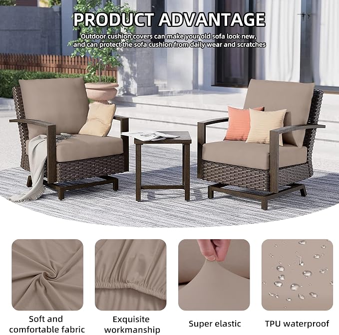8Pcs Outdoor Cushion Covers, Patio Cushion Covers, Stretch Elastic Slipcovers - Image 3