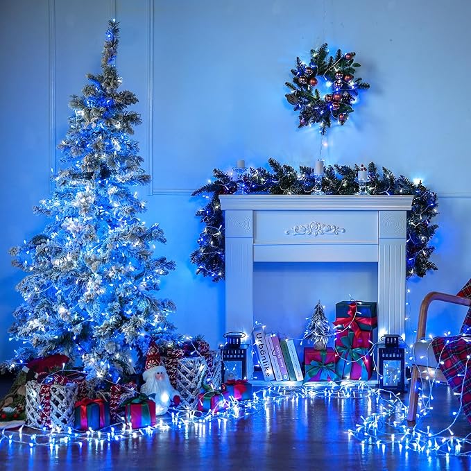 JMEXSUSS 400 LED Christmas Lights Indoor Outdoor, 132 ft 8 Modes Blue and White - Image 4