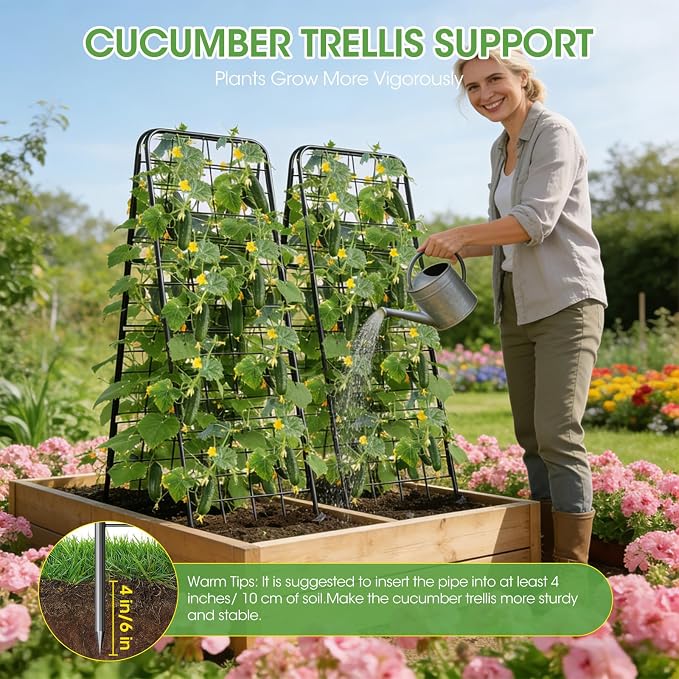 Heavy Duty Cucumber Trellis，50"x17"Adjustable A-Frame Trellis - Image 4