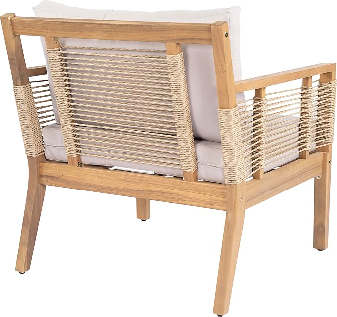 Acacia Wood Club Chairs Set of 2, Outdoor Patio Club Chairs - Image 8