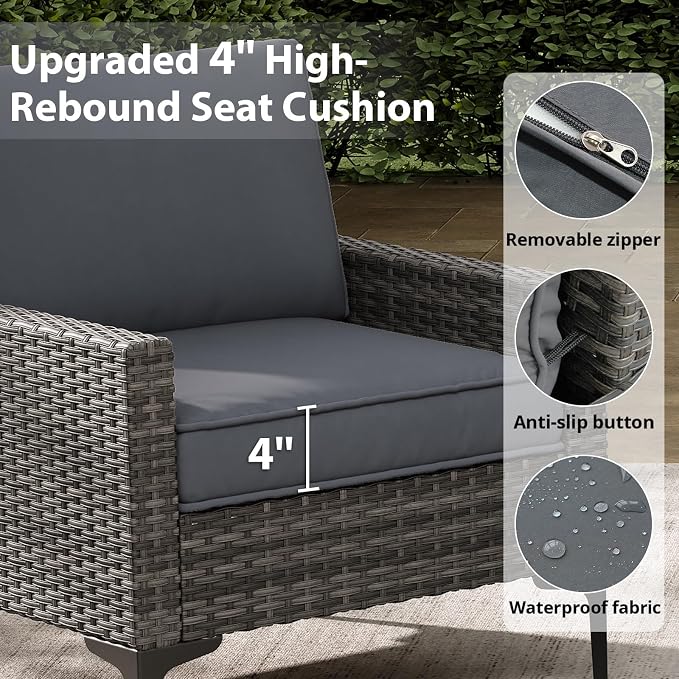 Jing's Villa 2-Piece Outdoor Sectional Set, All-Weather Wicker Patio Furniture - Image 2