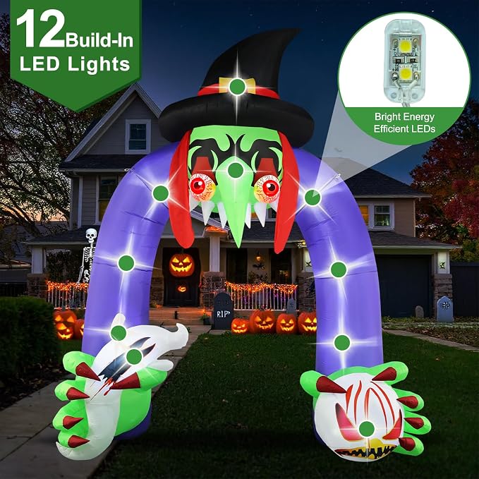 Popblow Halloween Inflatables Giant 11Ft Tall Creepy Witch Archway Outdoor - Image 3