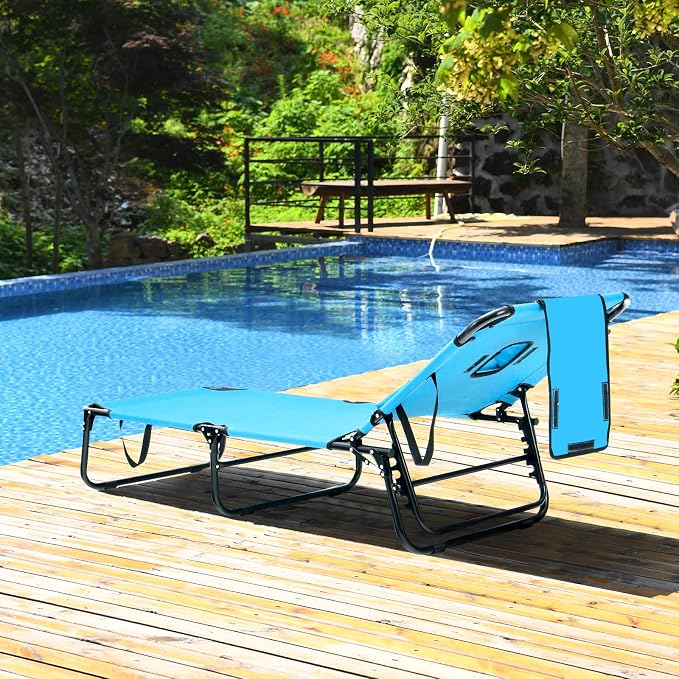 GYMAX Tanning Chair, 350lbs Beach Lounge Chair - Image 2