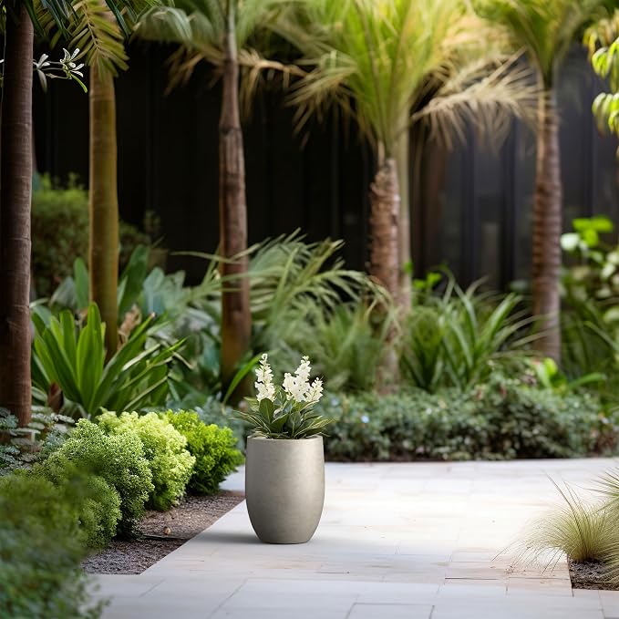 Kante 11.8 Inch Tall Concrete Planter, Large Indoor Outdoor Plant Pot - Image 6
