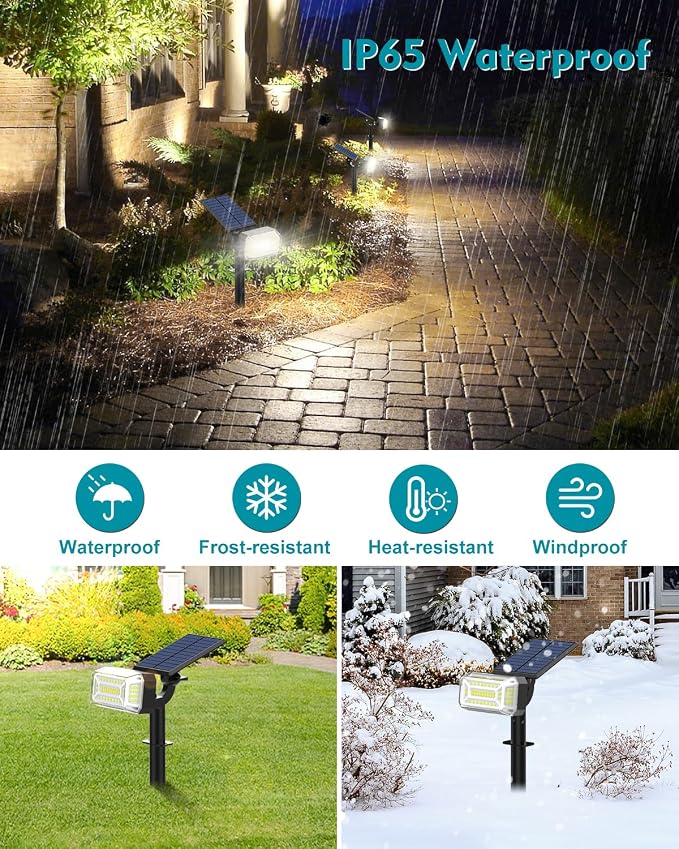 102 LEDs Solar Spot Lights Outdoor, Solar Spotlights Waterproof IP65, - Image 5