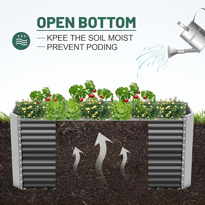 Land Guard 6x3x3ft Rectangular Galvanized Raised Garden Beds, Large-Capacity - Image 5