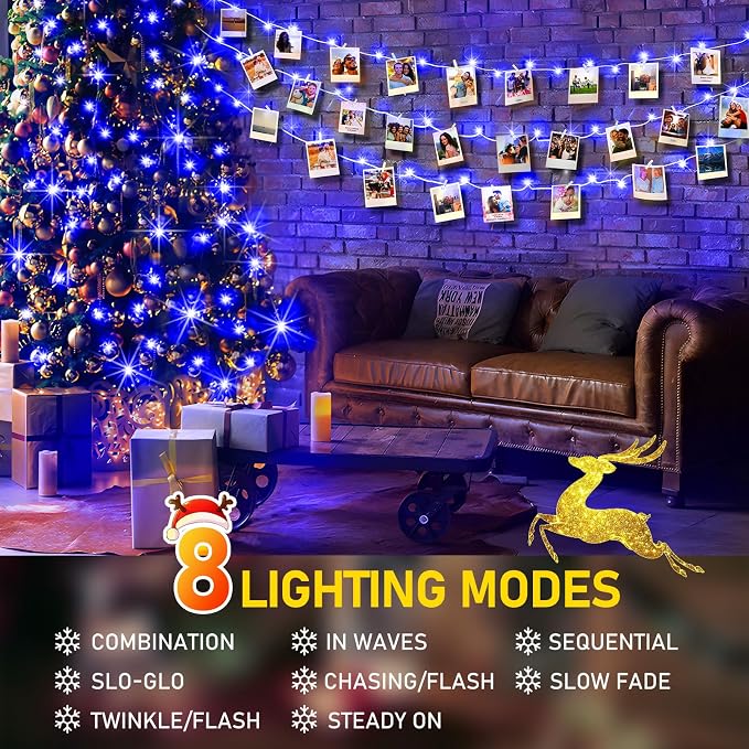 KNONEW Outdoor Christmas Lights 99ft 300 LED String Lights 8 Modes & Timer - Image 2