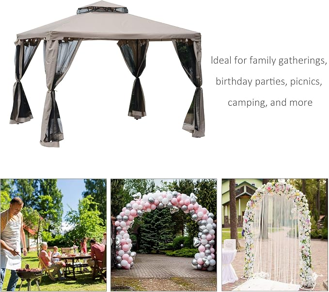 Outsunny 9.6' x 9.6' Patio Gazebo, Outdoor Canopy Shelter - Image 3