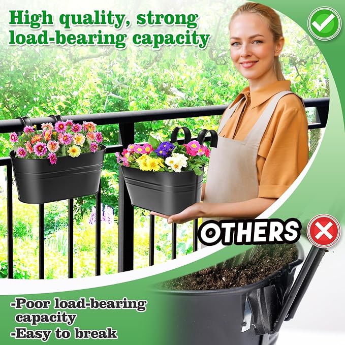 MADHOLLY Railing Planter with Drainage Holes - Image 6