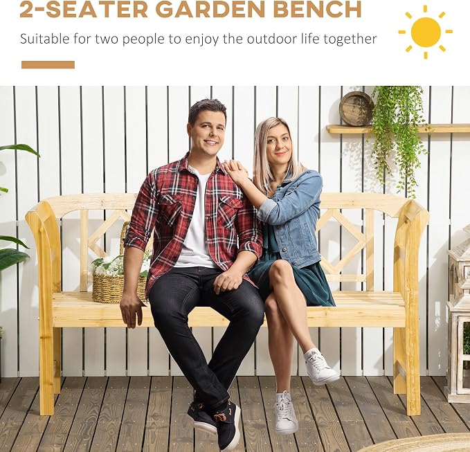 Outsunny Wooden Patio Bench, Outdoor Garden Bench - Image 5