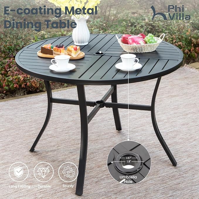 PHI VILLA 5 Pieces Outdoor Round Dining Set - Image 2