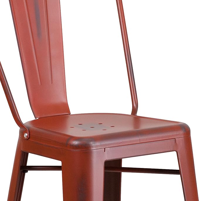EMMA + OLIVER Commercial Grade 30" H Distressed Red Metal Indoor-Outdoor - Image 9