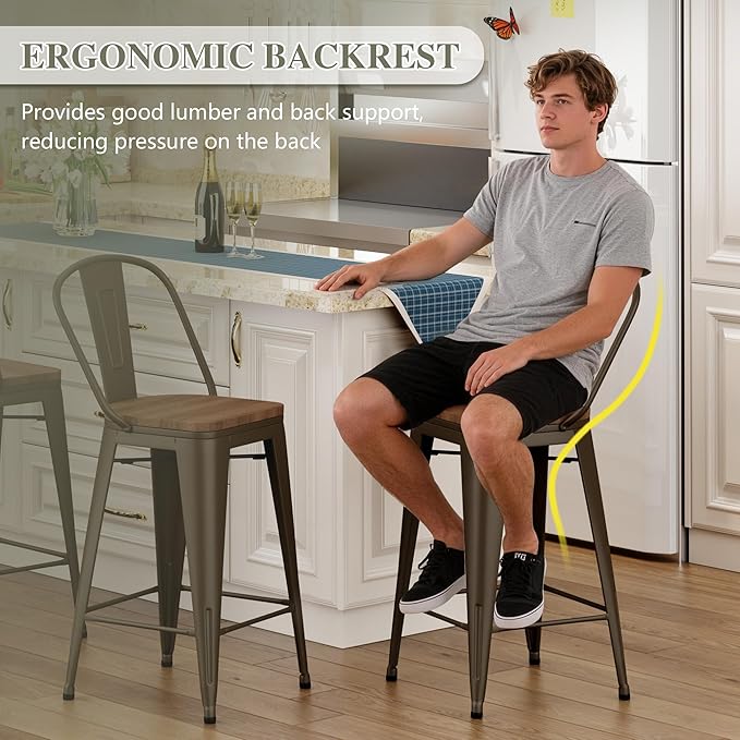 Yongqiang 24 inch Bar Stools Set of 4 Kitchen Counter Height Bar Chairs Modern - Image 5