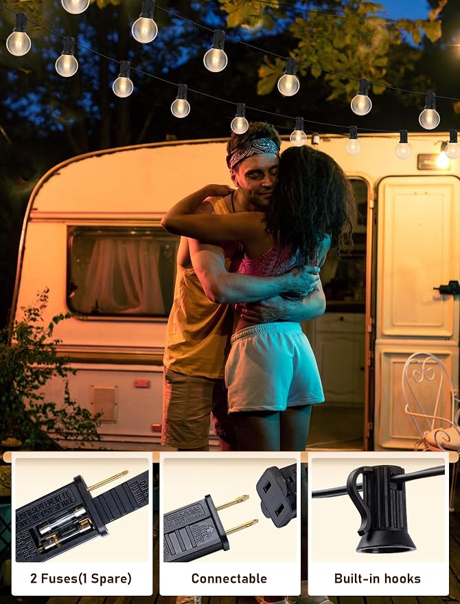25FT String Lights, G40 Outdoor String Lights Edison Light Bulbs Clear Globe - Image 5
