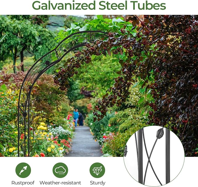 IRONMAX Garden Arch, Heavy Duty Galvanized Steel Arbor w/ 7 Sizes & Metal - Image 7