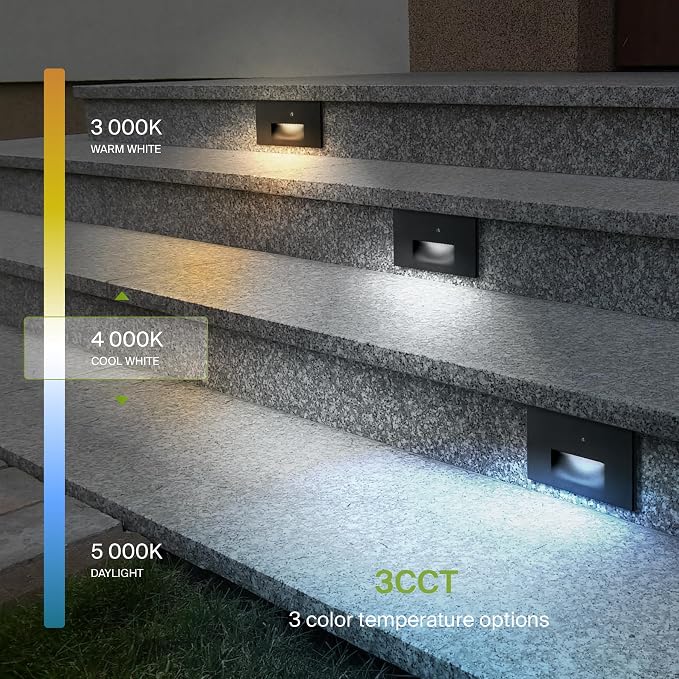 ASD LED Recessed Step Light Fixture, Dusk to Dawn Outdoor Stair Tread Lighting - Image 4