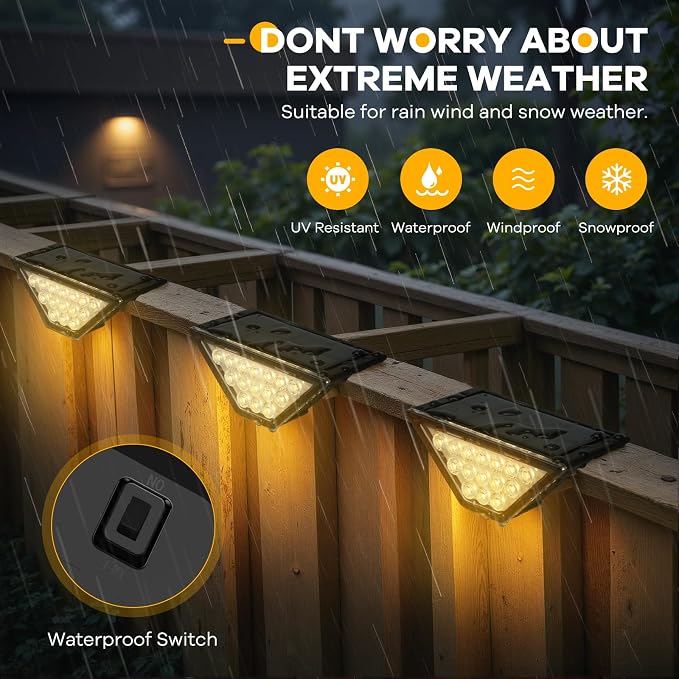 Solar Step Lights for Outside, Solar Stair Lights Outdoor Waterproof, Deck Step - Image 4