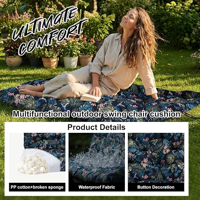 Waterproof Porch Swing Cushion Replacement, Thick 2–3 Seat Swing Seat Cushion - Image 3