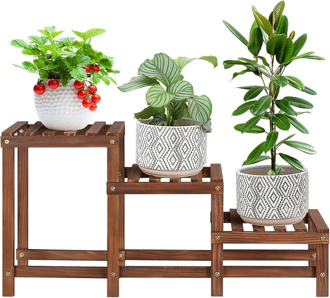 3 Tiers Plant Stand Indoor, Wood Plant Stands by Jotboom