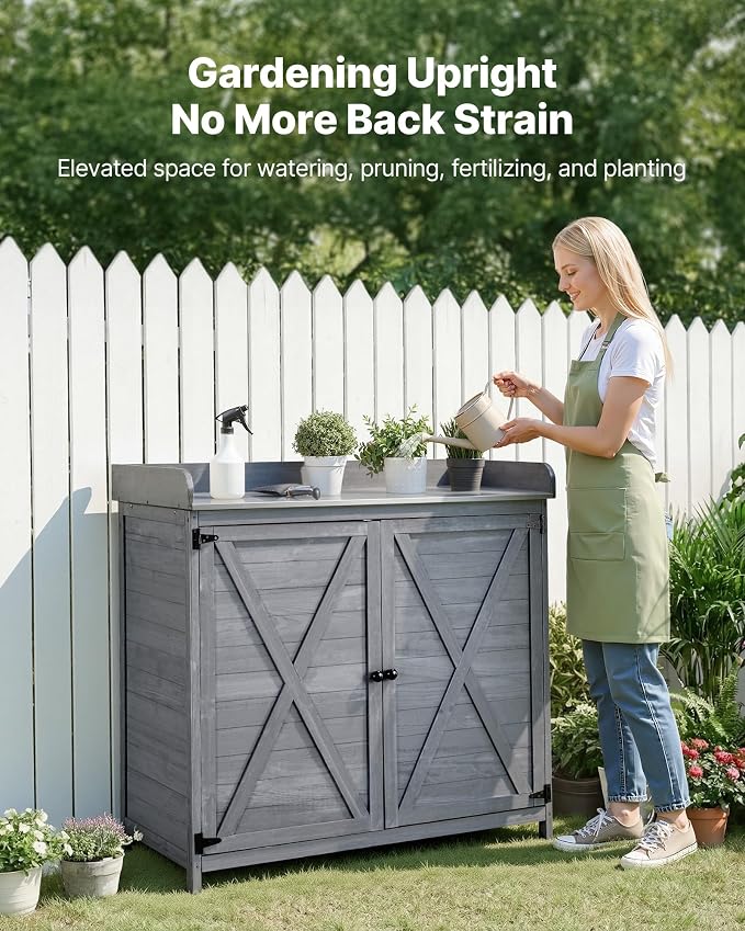 VEVOR Potting Bench Table, Outdoor Gardening Wooden Storage Cabinet - Image 2