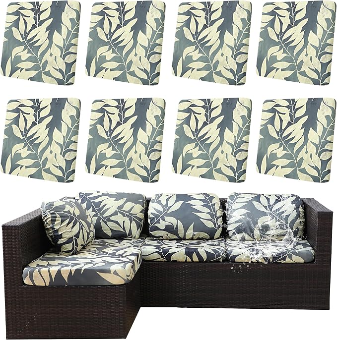 8Pcs Outdoor Cushion Covers, Patio Cushion Covers, Stretch Elastic Slipcovers by dreahoteztil