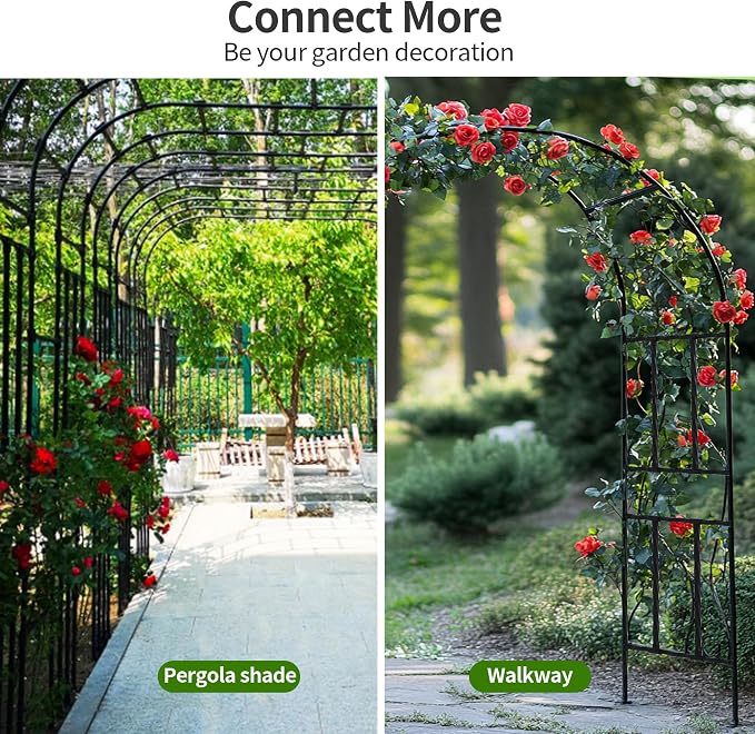 Twira Garden Arch Trellis, 7.9FT Metal Garden Arbor Trellis - Image 7