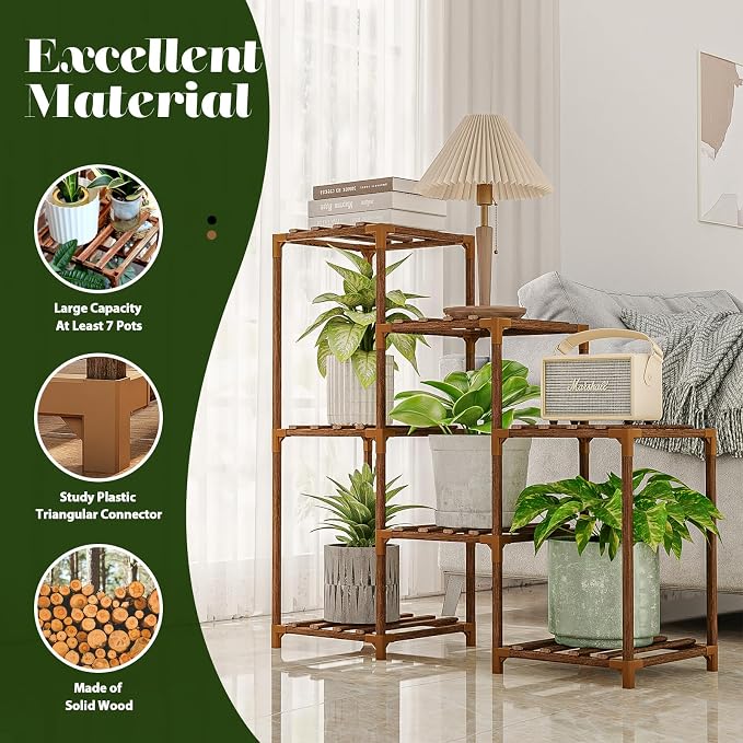 Plant Stand Indoor Outdoor Wood Plant Shelf - Image 6