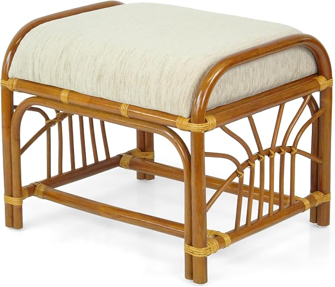 Krit Handmade Rattan Wicker Ottoman Footstool - Image 3