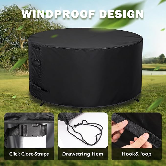 Round Patio Furniture Cover 84" Dia x 44" H Waterproof, Outdoor Round Table - Image 5