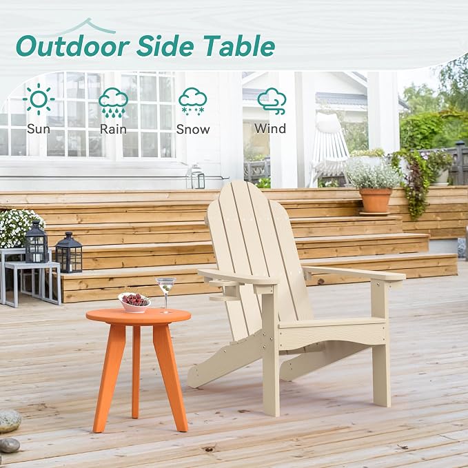 HDPS Outdoor Side Table, Small Round Side Table Weather-Resistant, Outdoor Side - Image 4
