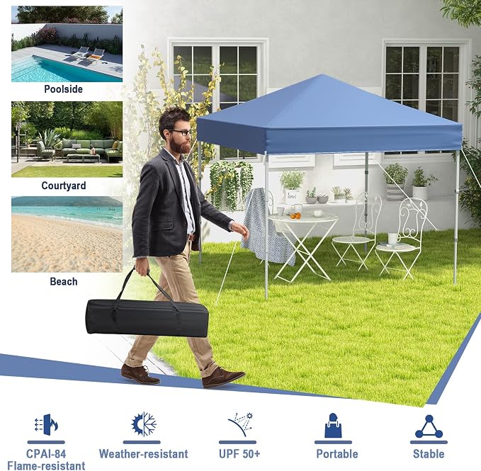 Tangkula 6.6x6.6 Ft Pop Up Canopy, 1 Person Instant Setup Canopy Tent - Image 7