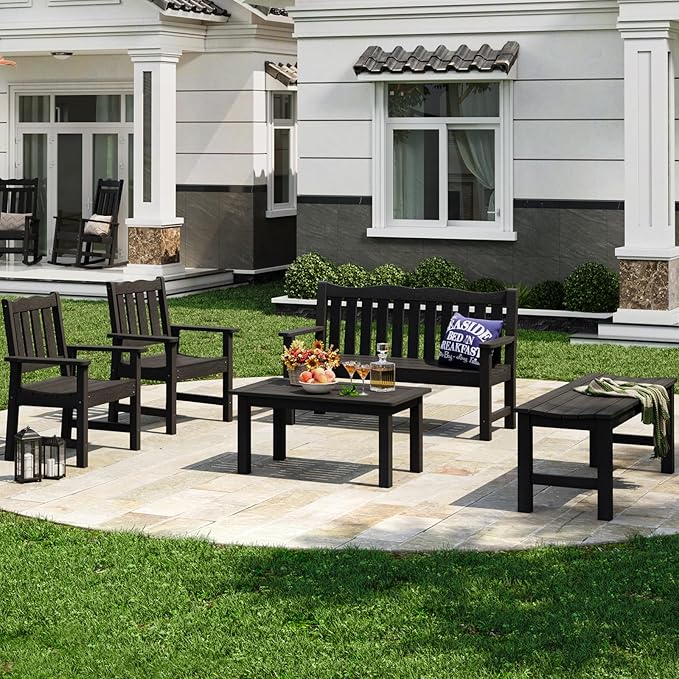 Stoog Outdoor Coffee Table, All-Weather Poly Lumber Patio Side Table, Rectangle - Image 2
