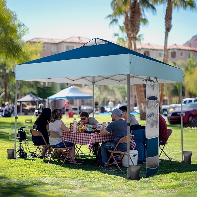 PHI VILLA 10x10ft 1-Person Setup Pop Up Canopy Tent Instant Portable Shelter w/ - Image 2
