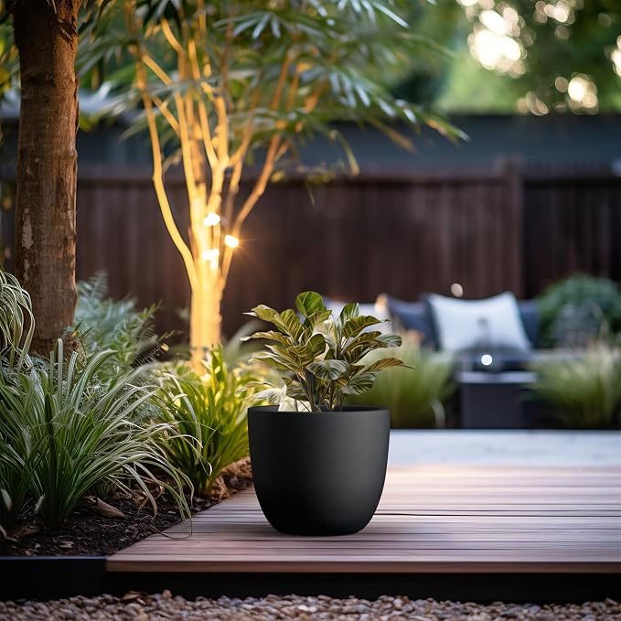Kante 14 Inch Dia Round Concrete Planter, Indoor Outdoor Large Plant Pot - Image 3