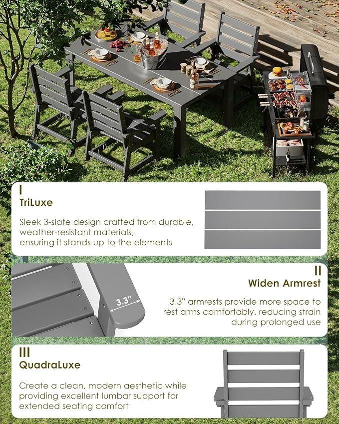GREENVINES 7-Piece Outdoor Dining Set | HDPE | Patio Table and Chairs Sets - Image 6
