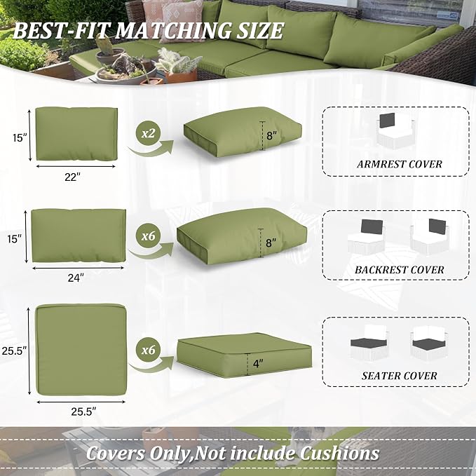 14 Pcs Outdoor Cushion Covers Patio Cushion Slipcovers Replacement Splash Proof - Image 2