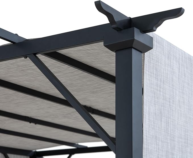 Sunjoy 9 x 9 ft. Pergola, Outdoor Patio Matte Black Steel Classic Frame Pergola - Image 2